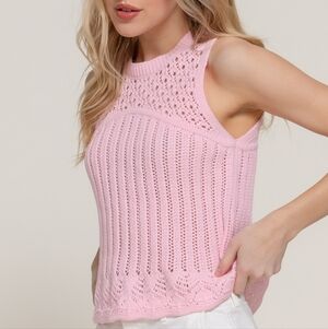Sleeveless Pink Knit Tank Top